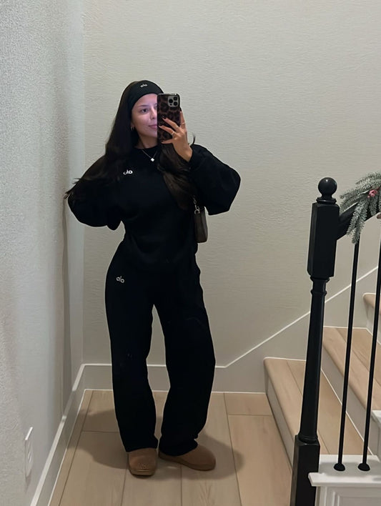 Set alo sweatshirt + sweatpants noir coton
