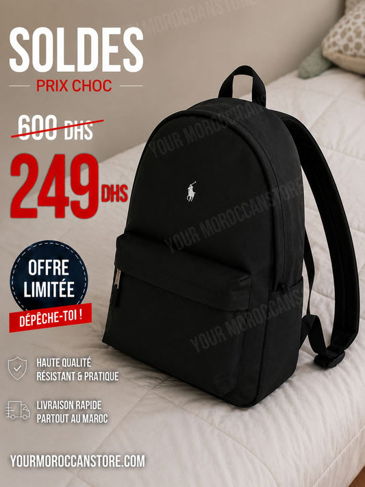 Cartable Ralph Lauren en noir logo blanc