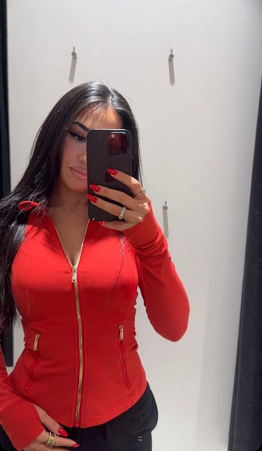 Lululemon Define Jacket rouge gold zipper